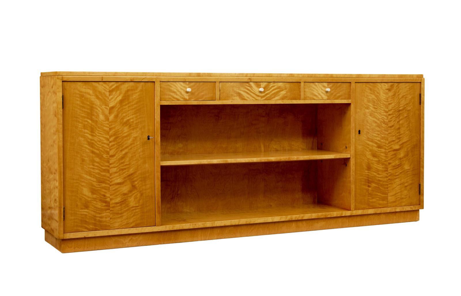 Mid Century Swedish Birch Low Open Bookcase (1 of 9)