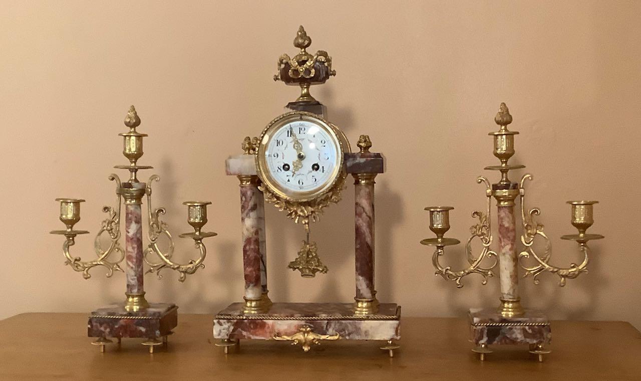 Pink Marble Clock Garniture (1 of 10)