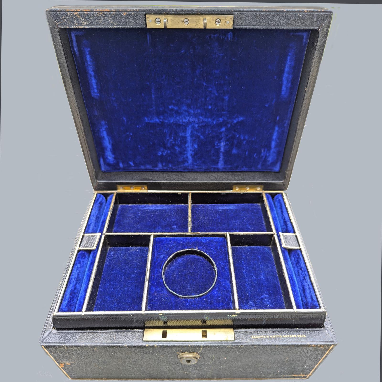 Victorian Parkins & Gotto Jewellery Box Antique Leather Chest London Circa 1870 (1 of 15)