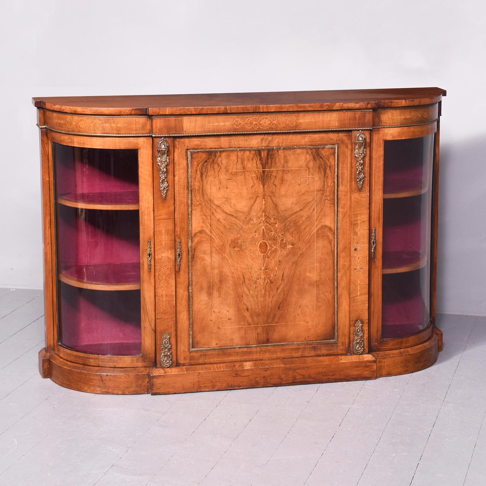 Quality Mid Victorian Inlaid Walnut Bow-end Credenza (1 of 12)