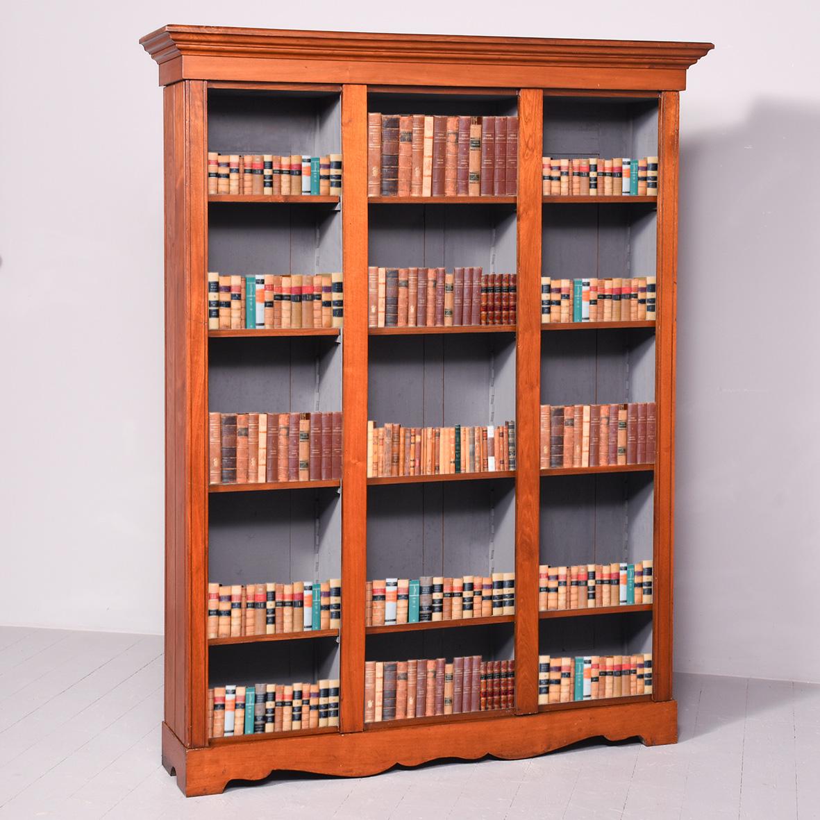 Late Victorian Tall Three-section Walnut Open Bookcase (1 of 9)