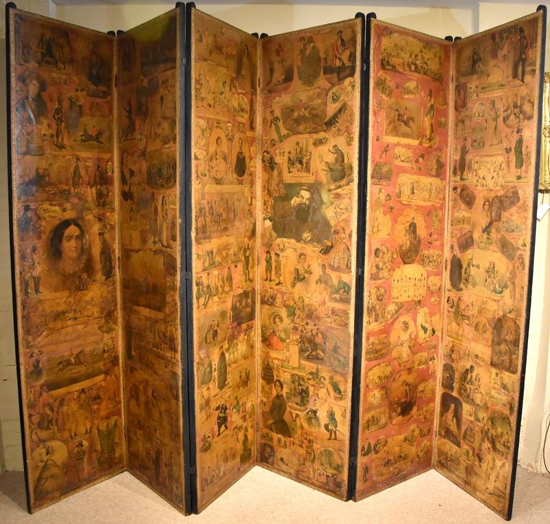 Huge Victorian Decoupage 6 Fold Screen (1 of 11)