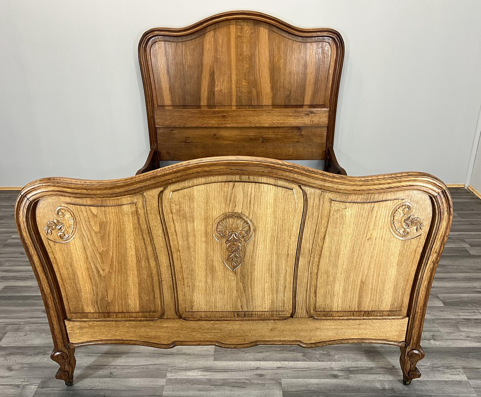 Antique French Bed Frame Double Size Elegant Carved Design Headboard (1 of 11)