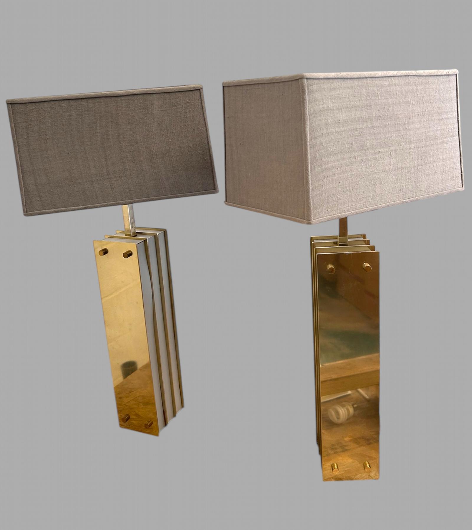 Pair of Mid Century Brass & Milk Glass Table Lamps (1 of 6)