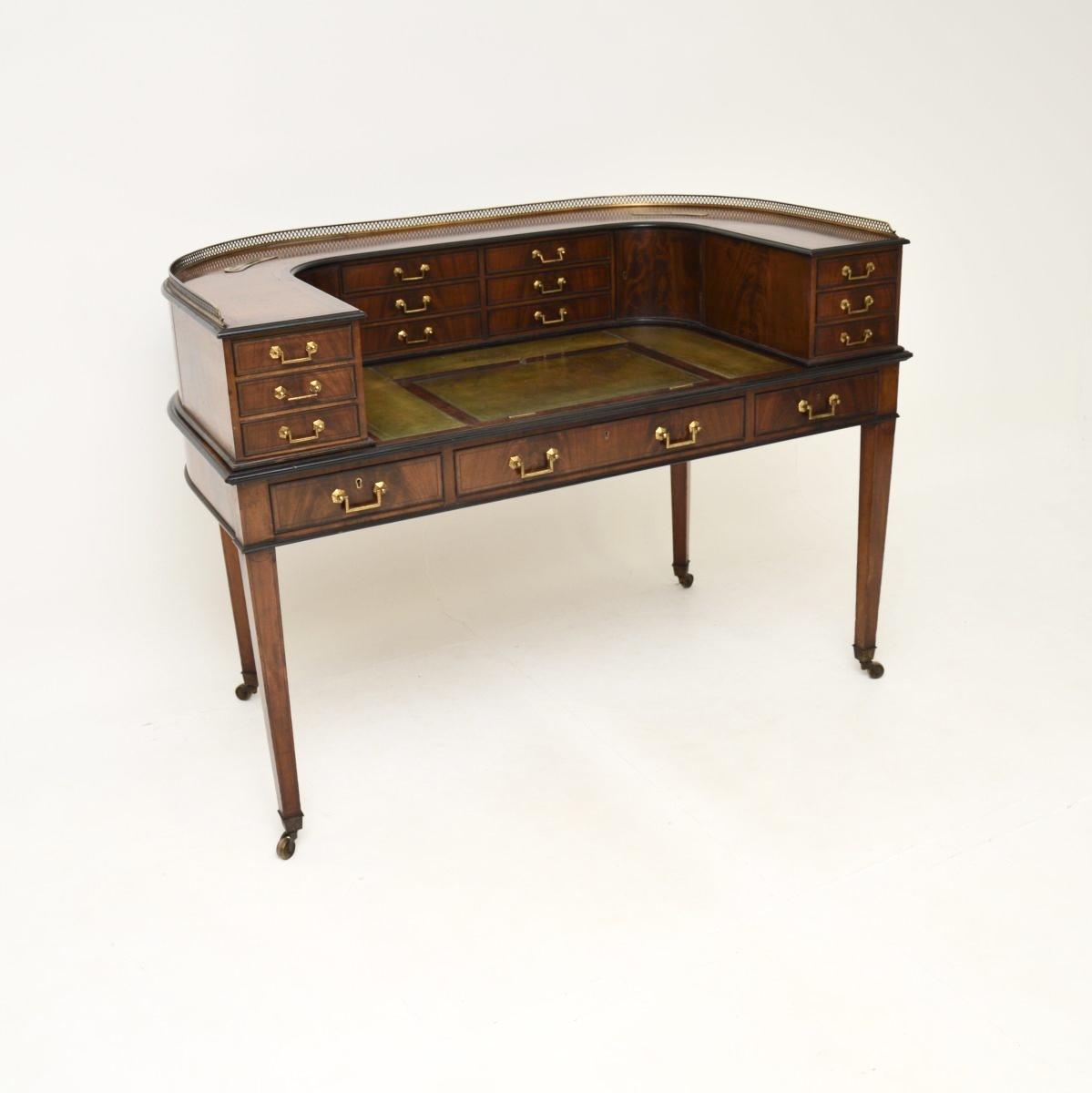 Antique Inlaid Mahogany Leather Top Carlton House Desk (1 of 14)