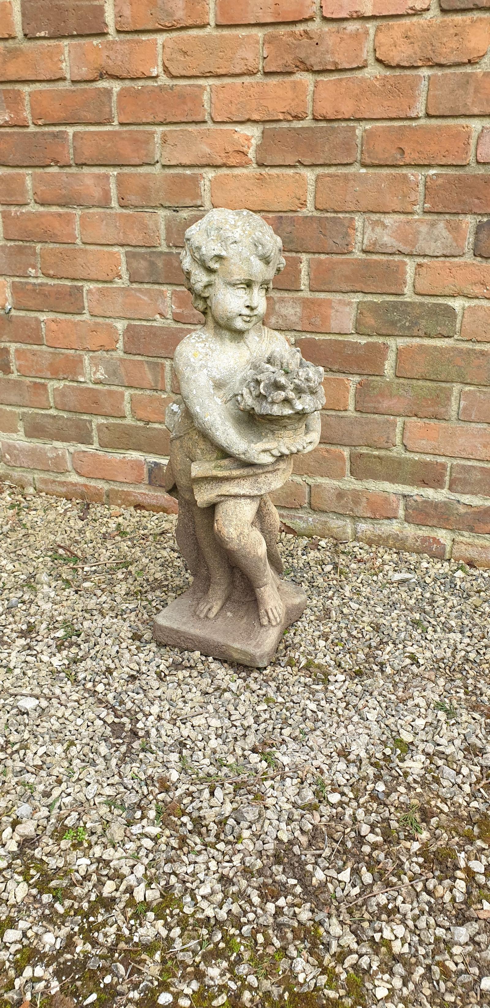 Large Stone Garden Statue of Cherub (1 of 4)