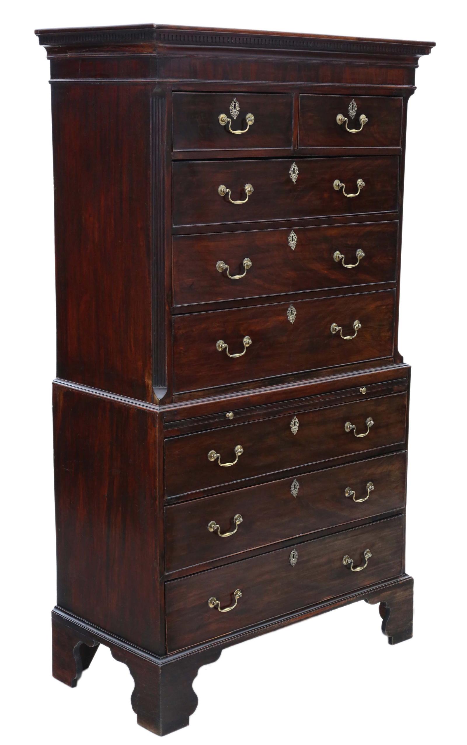Antique 18th Century Mahogany Tallboy Chest on Chest of Drawers – Timeless Storage Solution (1 of 8)