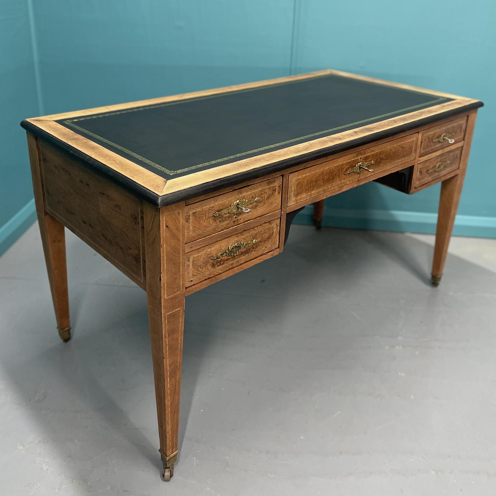 French 19th Century Bleached Leather Top Desk (1 of 9) French 19th Century Bleached Leather Top Desk (1 of 9)