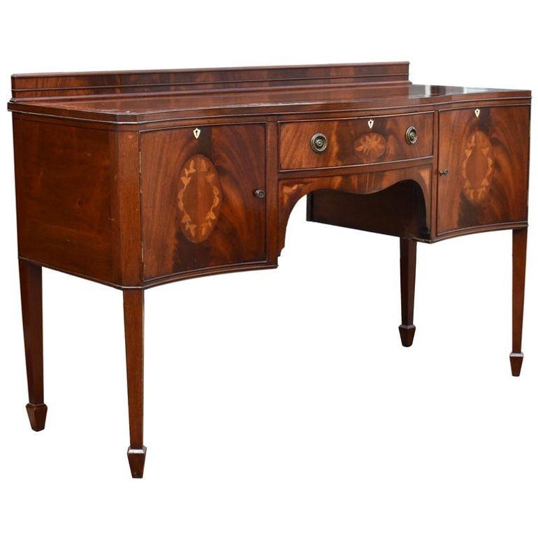 Edwardian Mahogany Inlaid Serpentine Sideboard (1 of 10)
