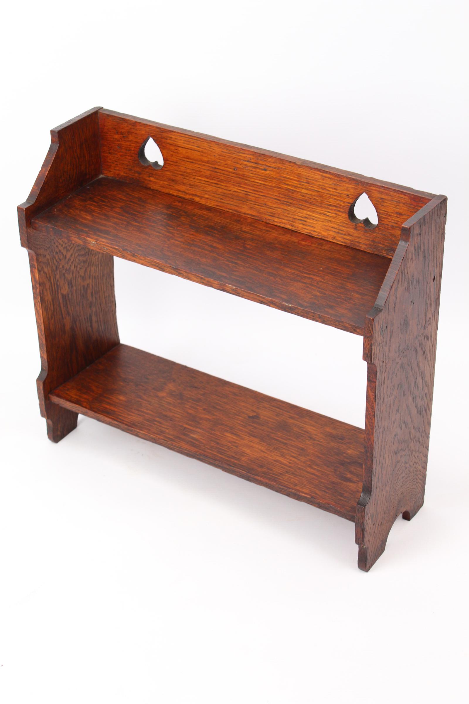 Small Edwardian Arts & Crafts Oak Wall Shelf (1 of 13)