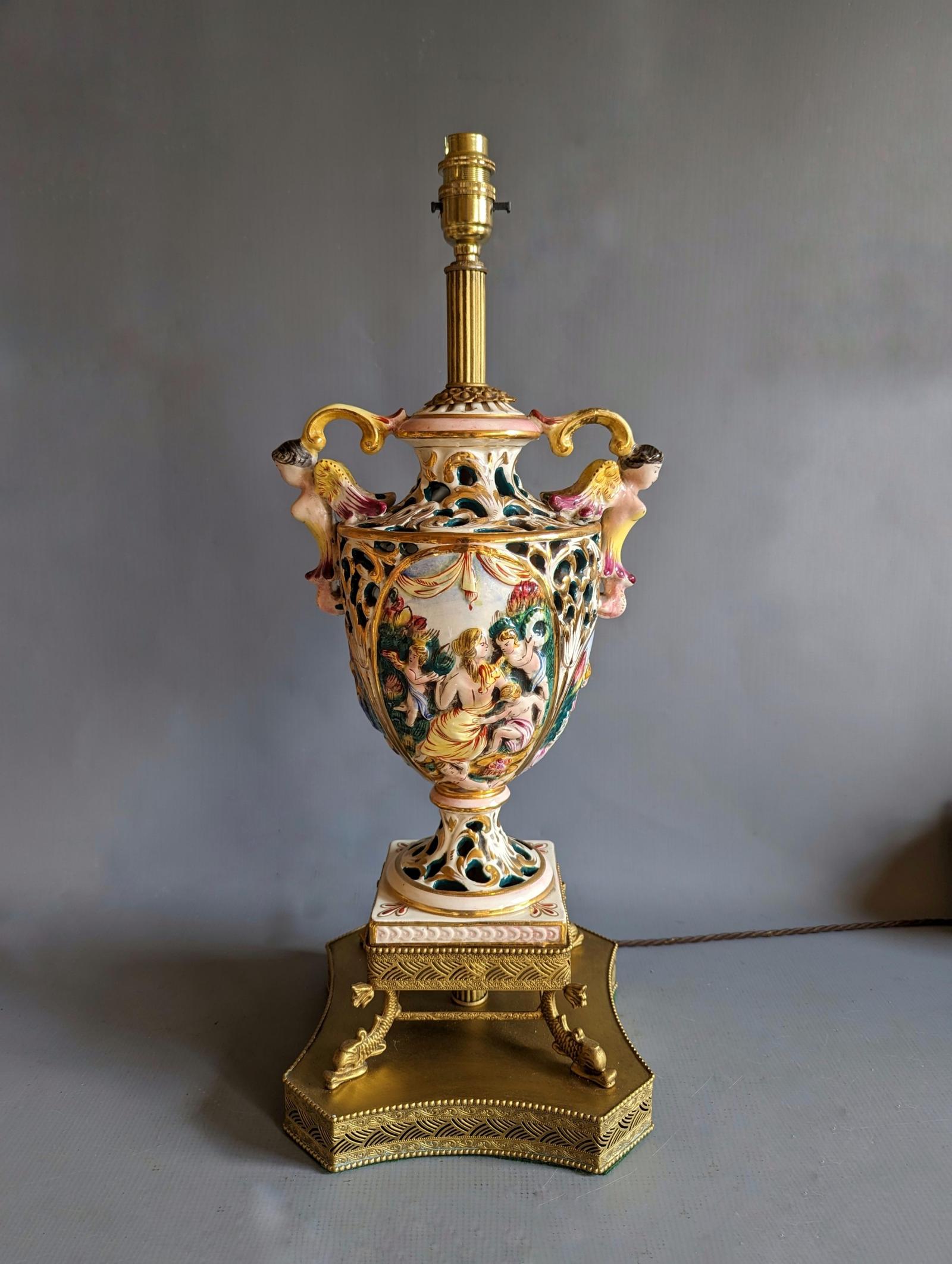 Incredible Single Italian Antique Table Lamp (1 of 8)