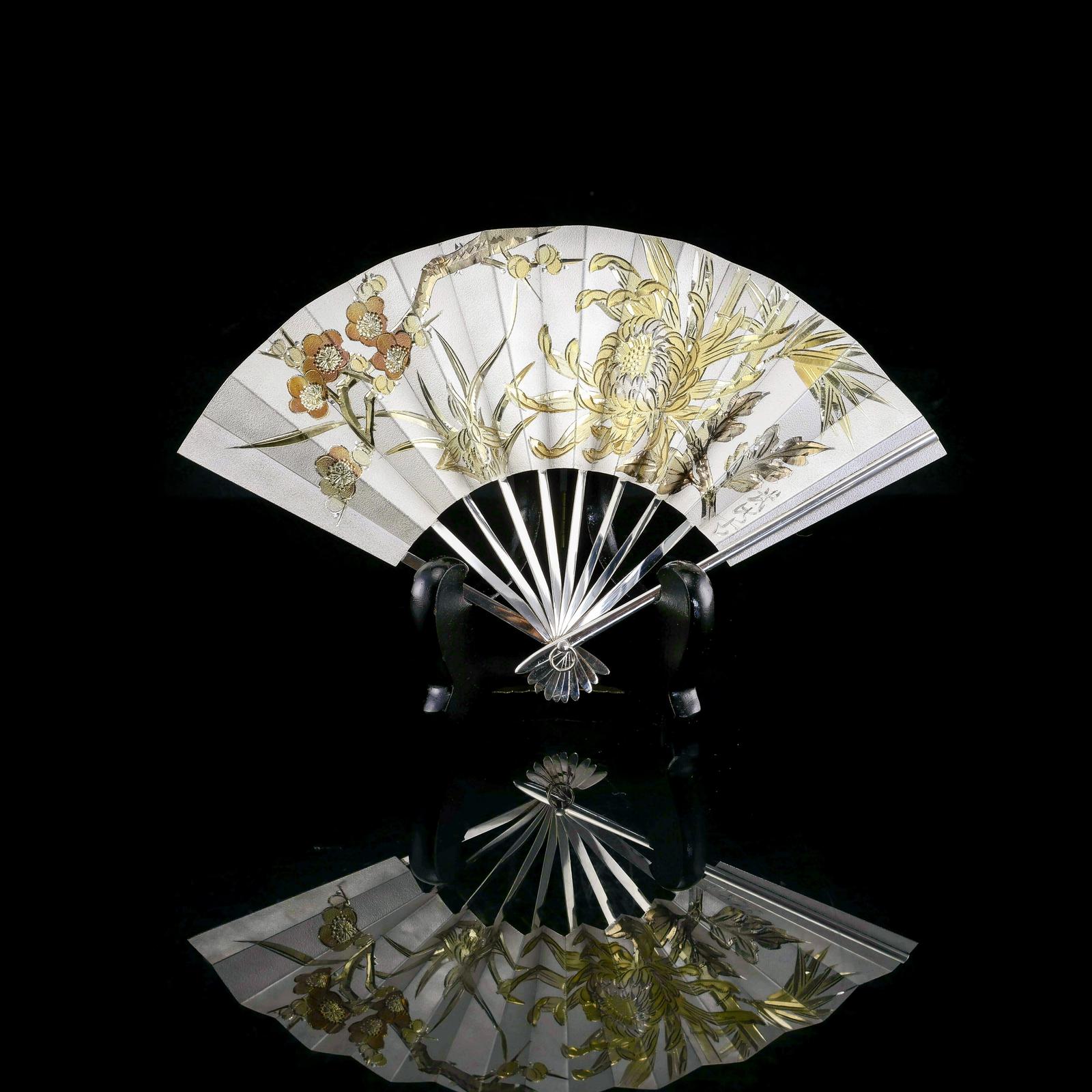 Vintage Japanese Solid Silver Fan Sensu/o-gi c.1960 (1 of 14)