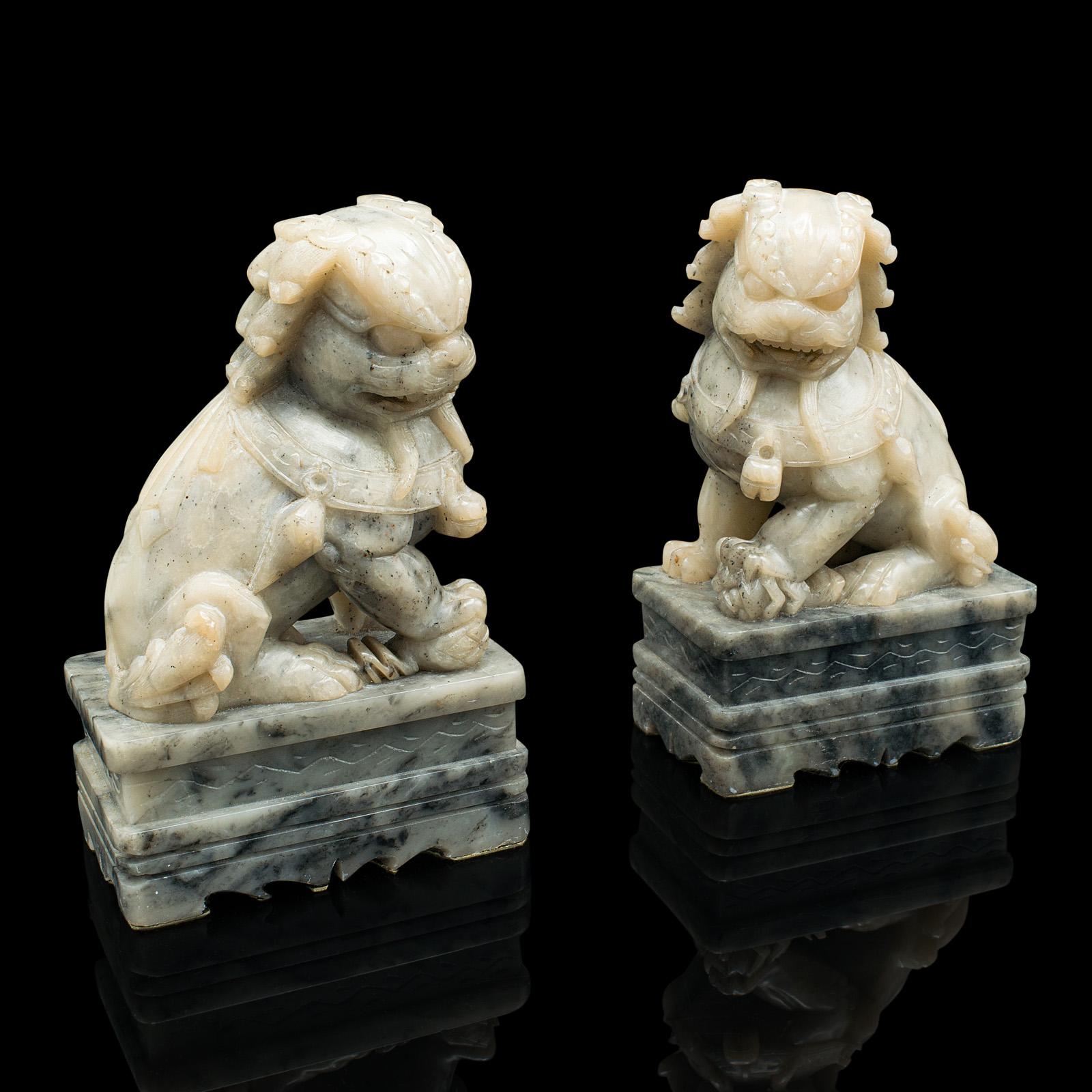 Pair of Antique Oriental Dog Bookend, Chinese, Soapstone, Dog of Fo c.1900 (1 of 12)