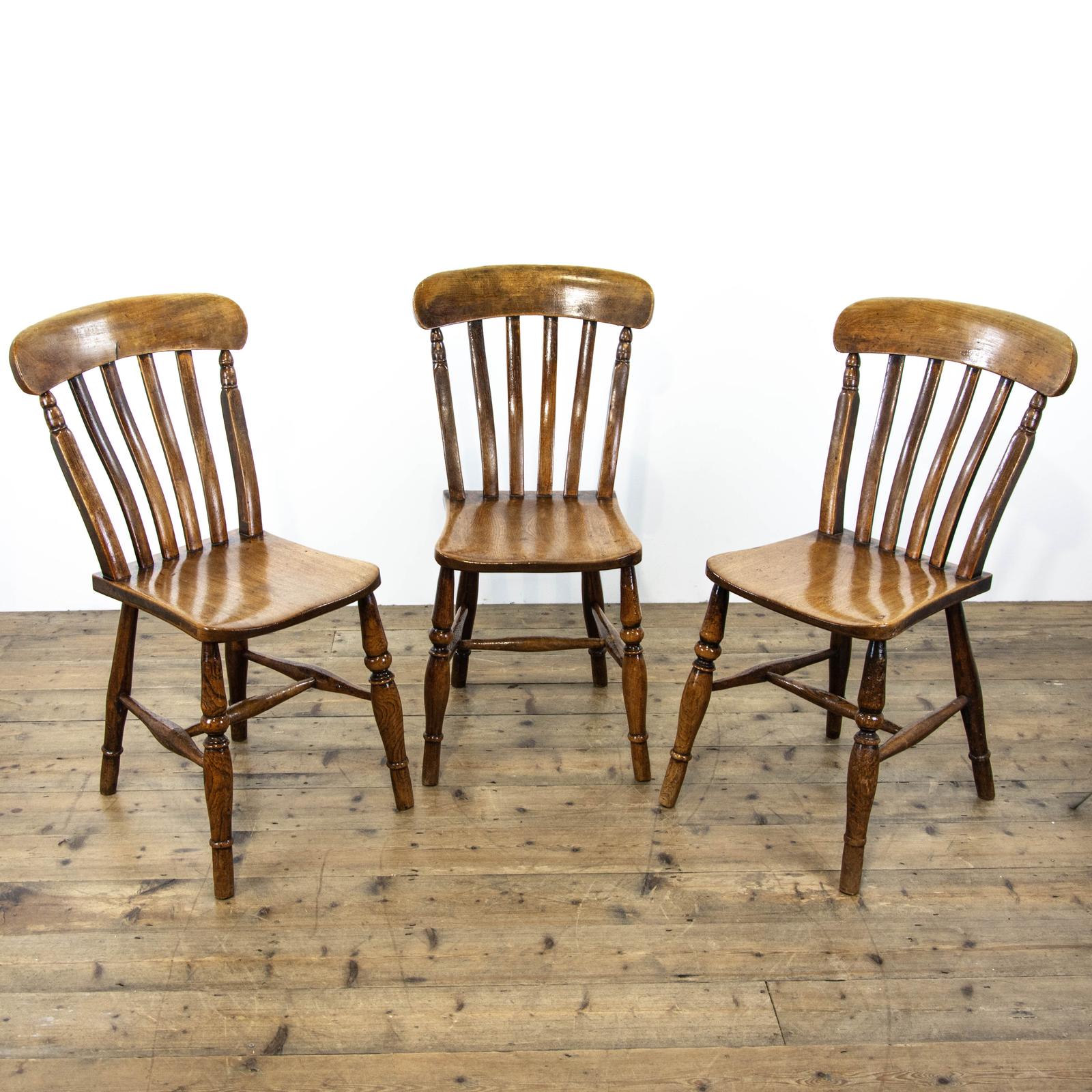 Set of Three Antique Elm Farmhouse Kitchen Chairs (1 of 8) Set of Three Antique Elm Farmhouse Kitchen Chairs (1 of 8)