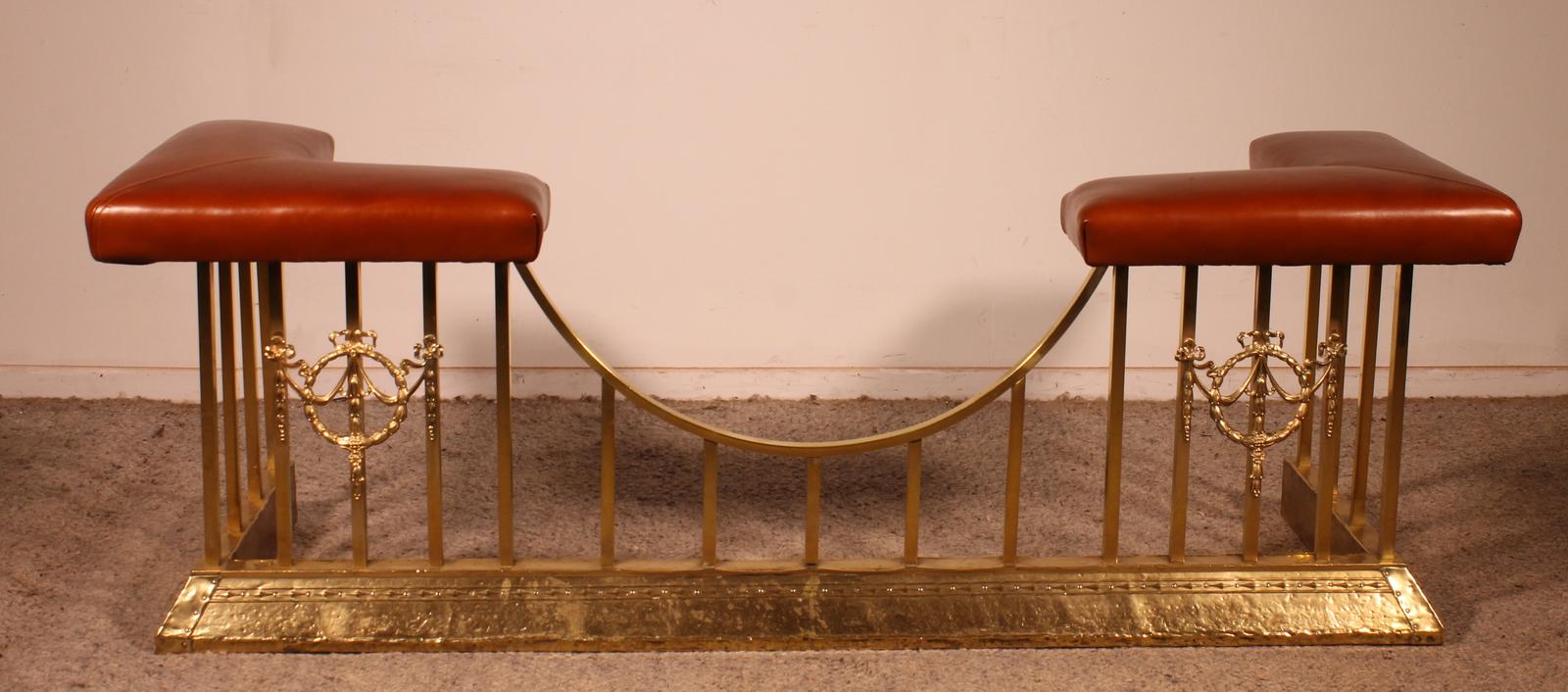 Early 19th Century Club Fender in Brass & Leather (1 of 11)