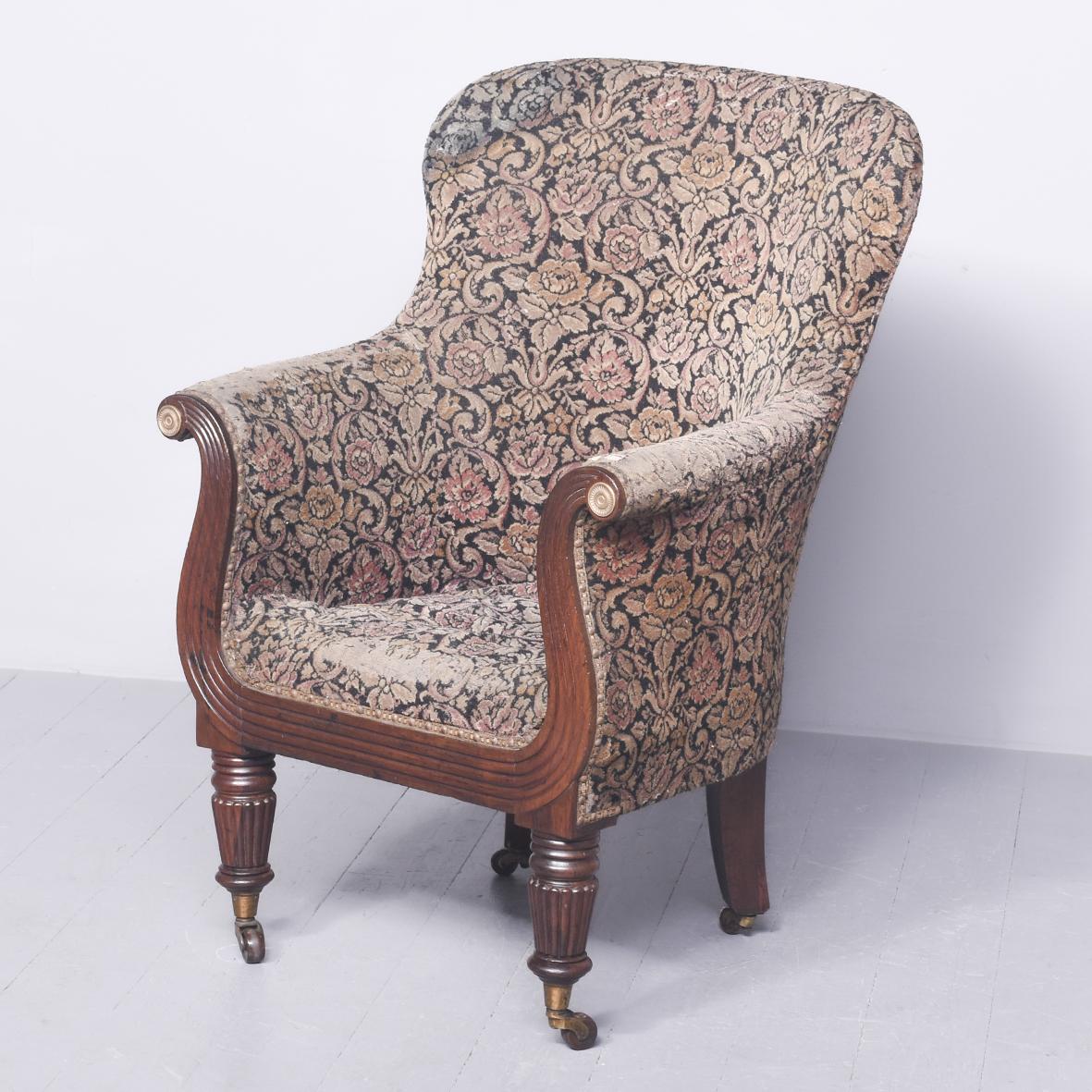 Exceptional Quality Regency Mahogany Framed Barrel-back Easy Chair (1 of 8)
