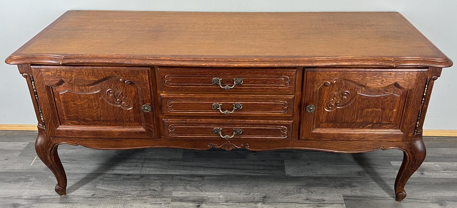 Cabinet Vintage French Oak Carved Doors & Drawers Sideboard (1 of 14)