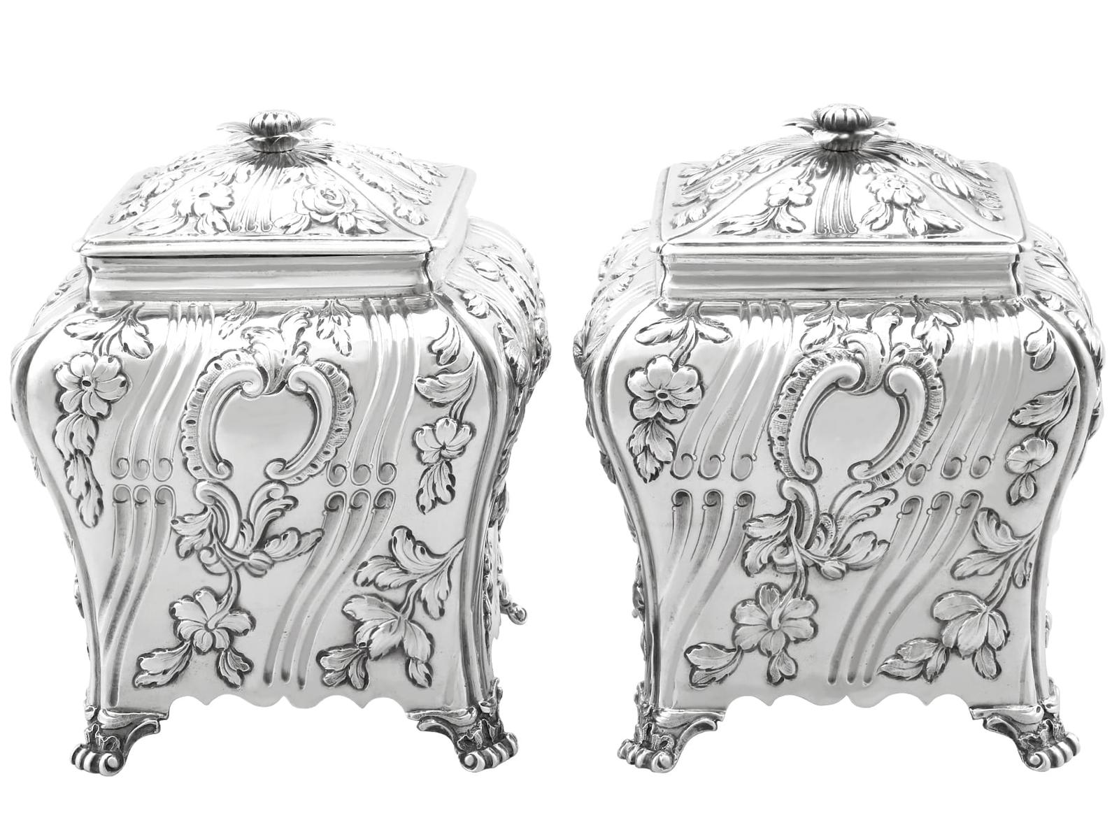 Antique George III Sterling Silver Tea Caddies 1768 (1 of 13)