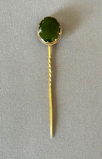 Edwardian 9ct Gold & Jade Stick Pin (1 of 6)