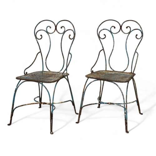 Pair of Pretty Wrought Iron Painted Garden Chairs (1 of 8)