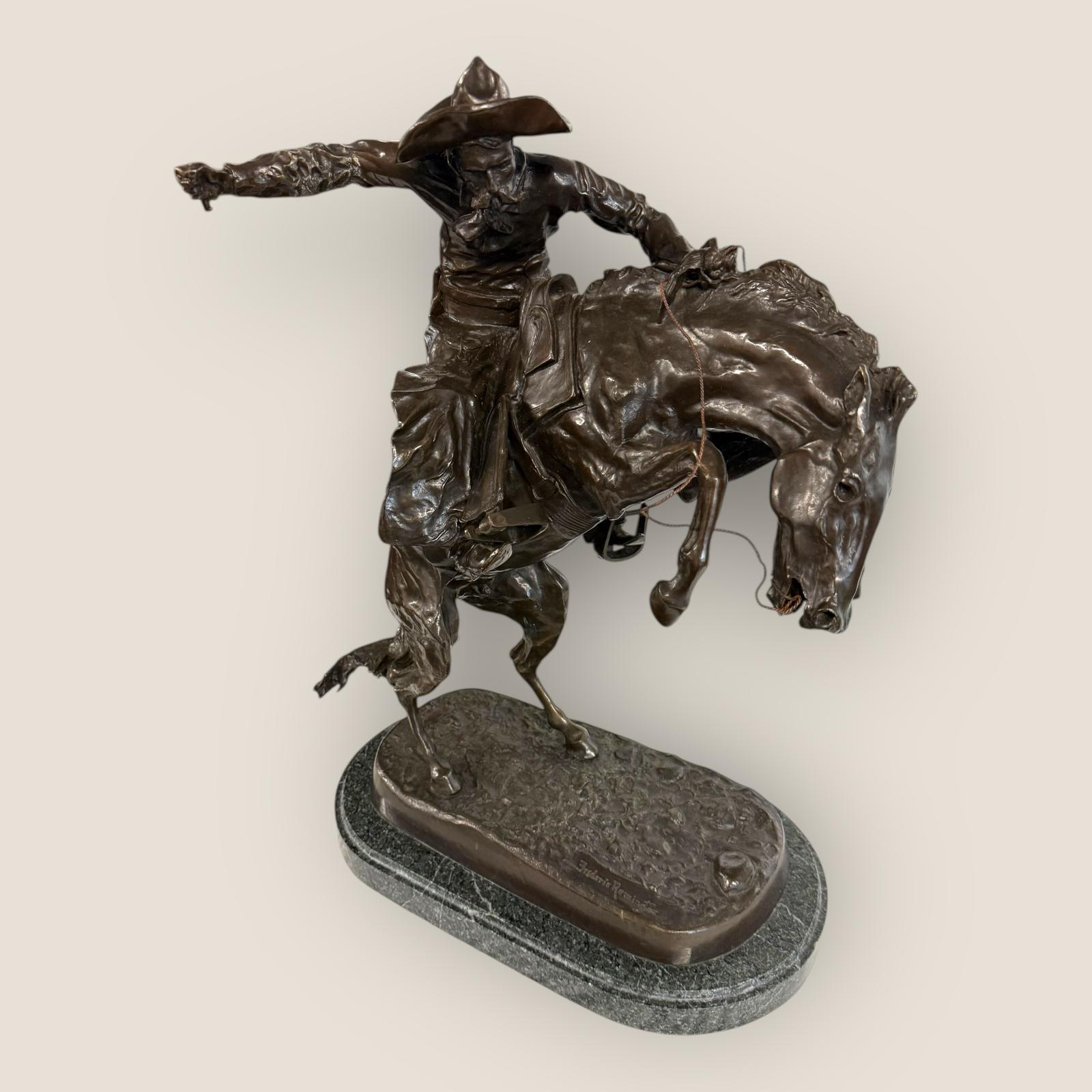 Large Cowboy Bronze ‘Bronco Buster’ after Frederic Remington, Early–Mid 20th (1 of 19)