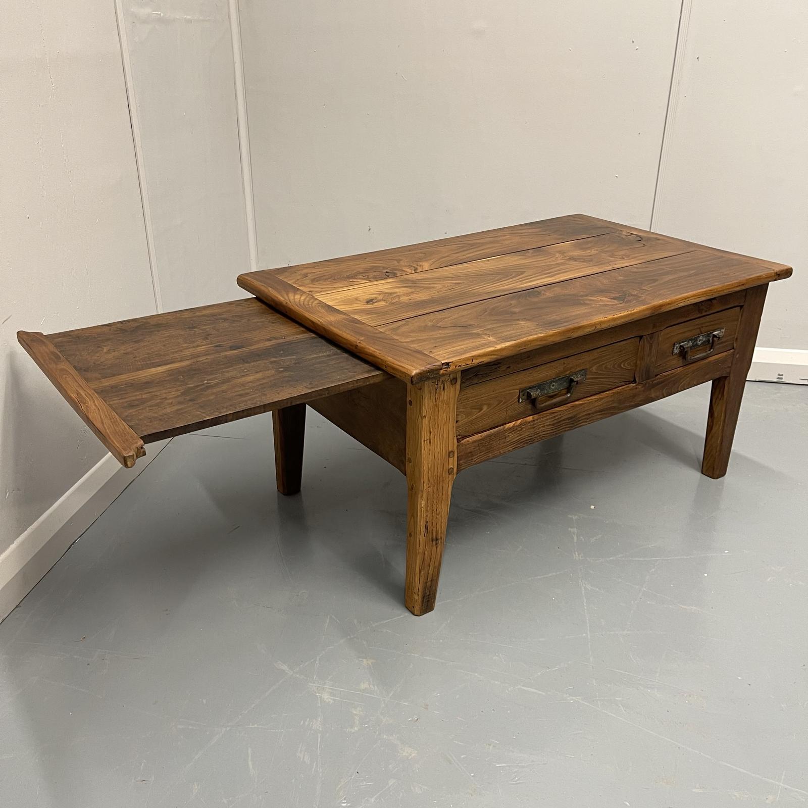 French Chestnut Coffee Table with Slide Leaf (1 of 10) French Chestnut Coffee Table with Slide Leaf (1 of 10)