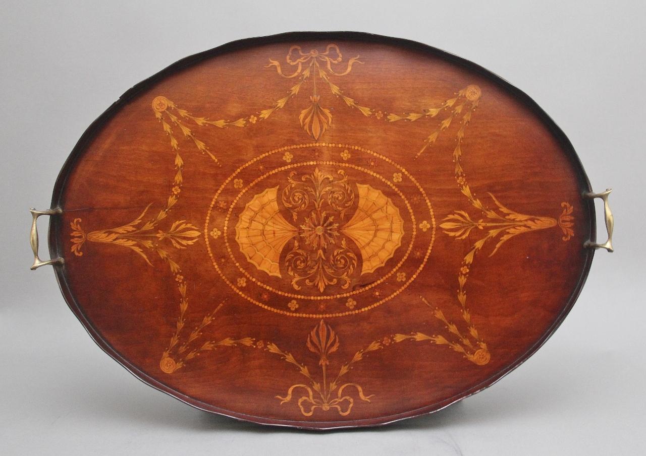 19th Century Inlaid Mahogany Tray (1 of 8)