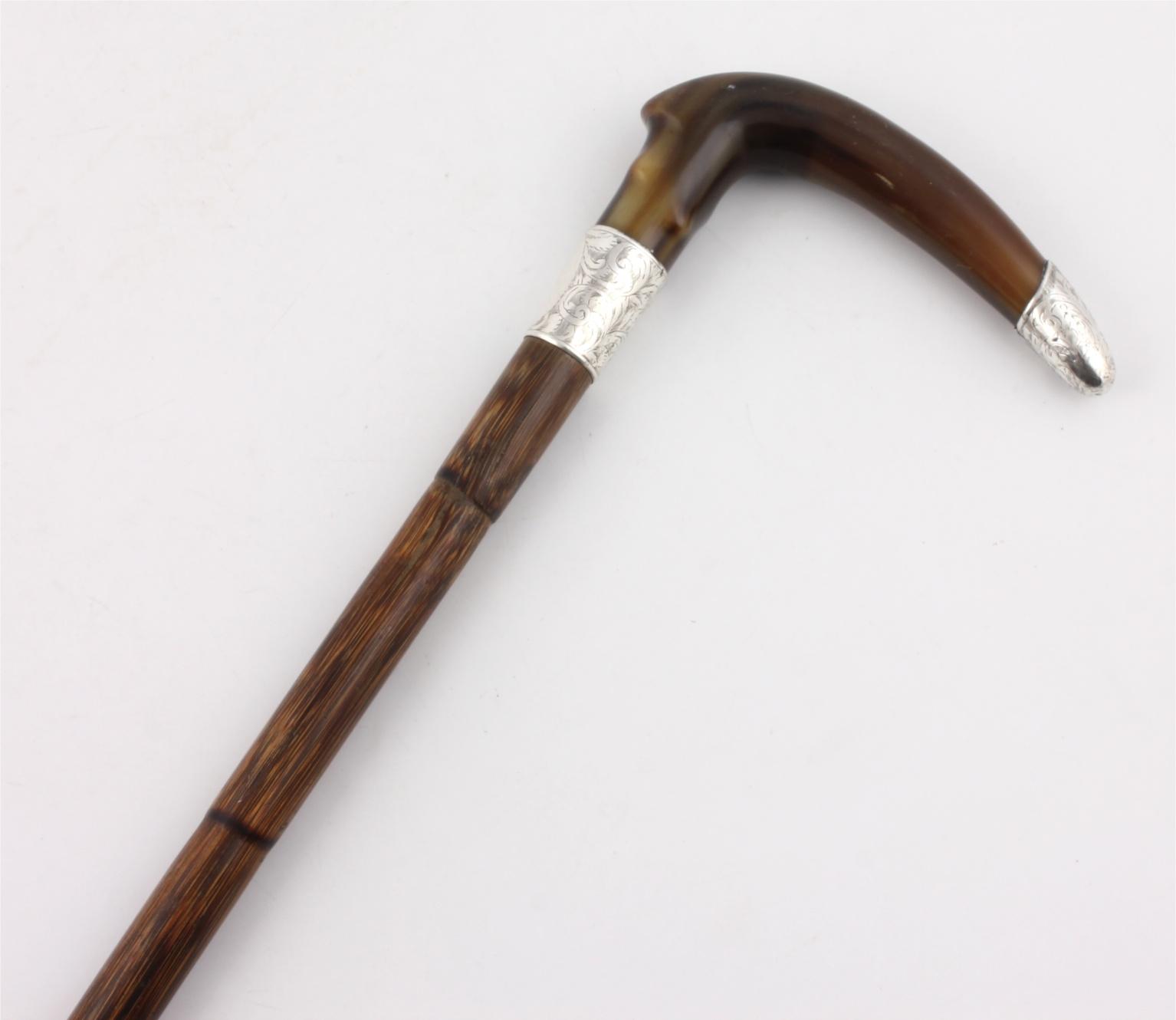 Antique Silver, Bamboo & Horn Walking Stick Cane. Jonathan Howell. 1908 (1 of 18) Antique Silver, Bamboo & Horn Walking Stick Cane. Jonathan Howell. 1908 (1 of 18)