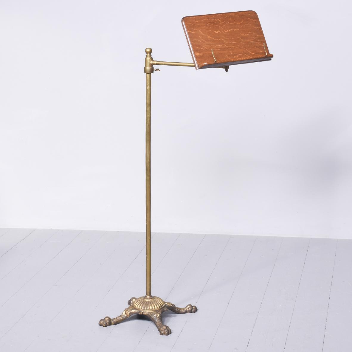 Adjustable Brass & Wood Reading Stand (1 of 6)