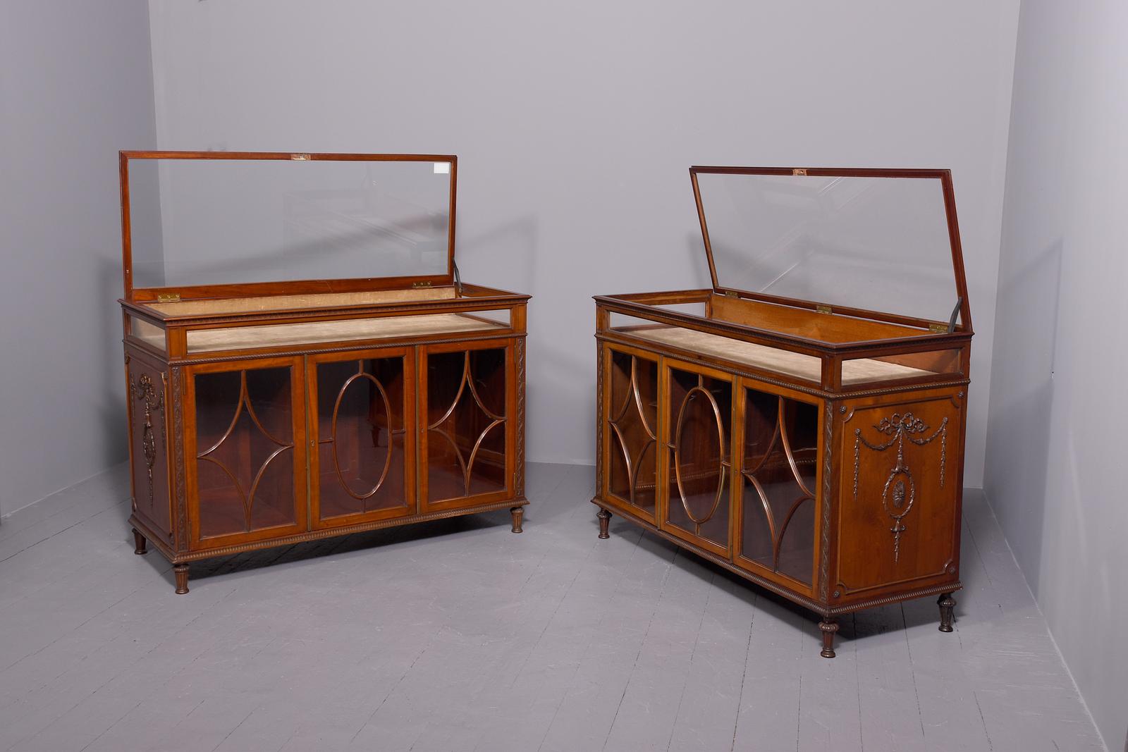 Rare Pair of Adam Style Mahogany Display Counters (1 of 14) Rare Pair of Adam Style Mahogany Display Counters (1 of 14)