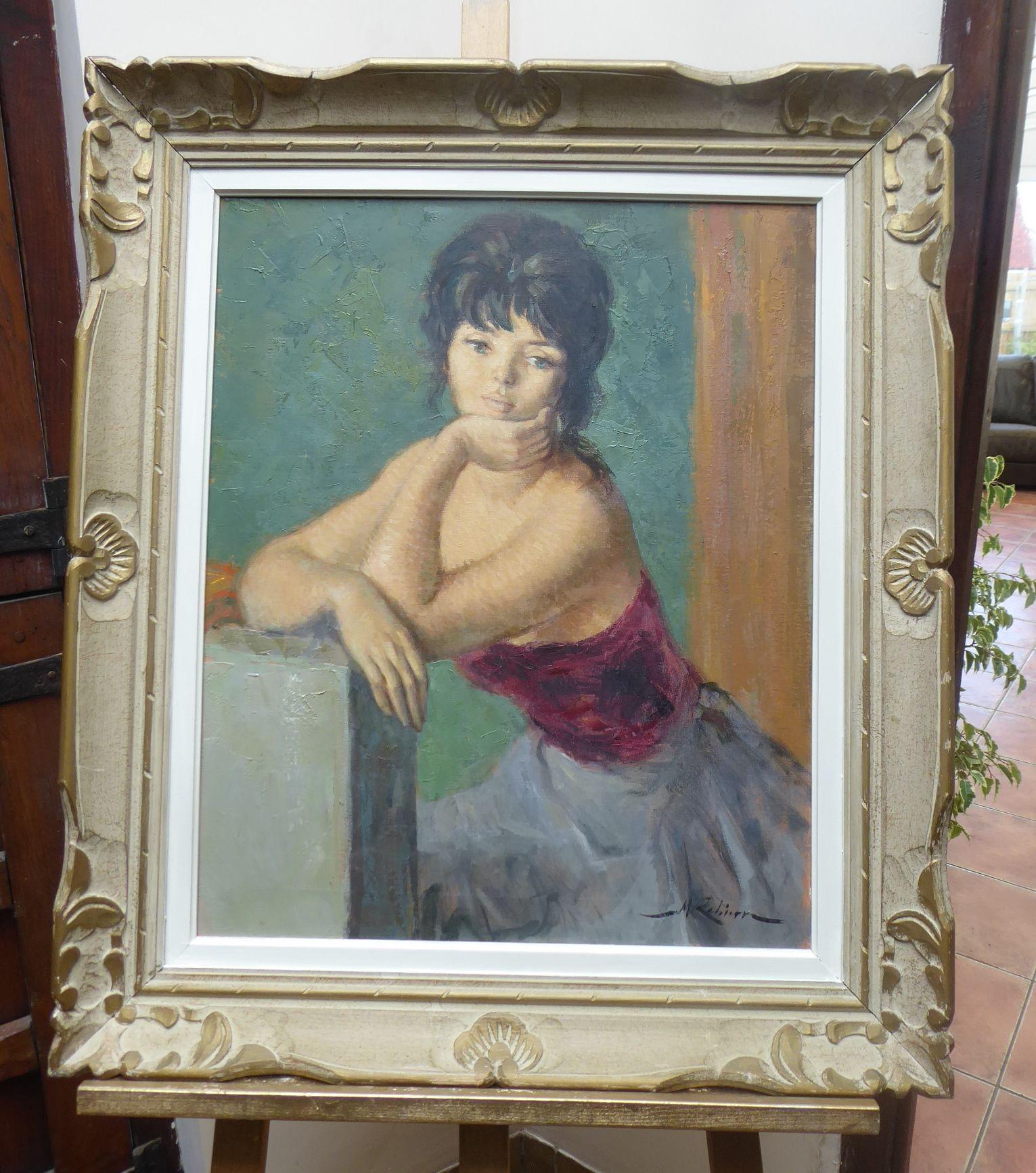 Large Oil French Girl Listed Artist Marc Rebierre (1 of 14)