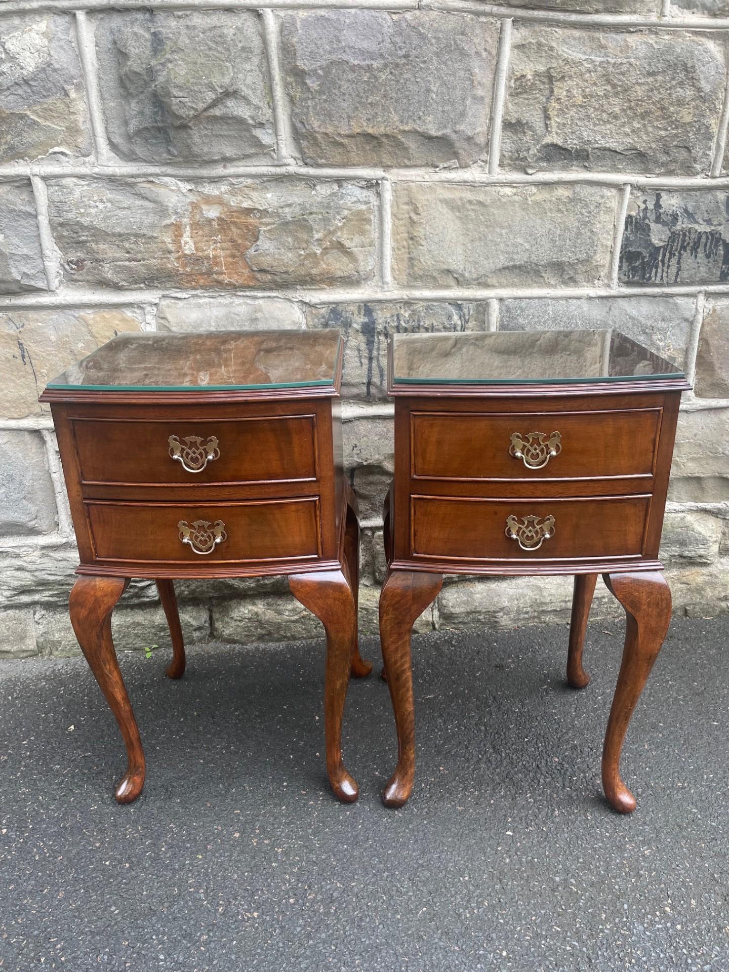 Pair Antique Walnut 2 Draw Bedside Tables (1 of 10)