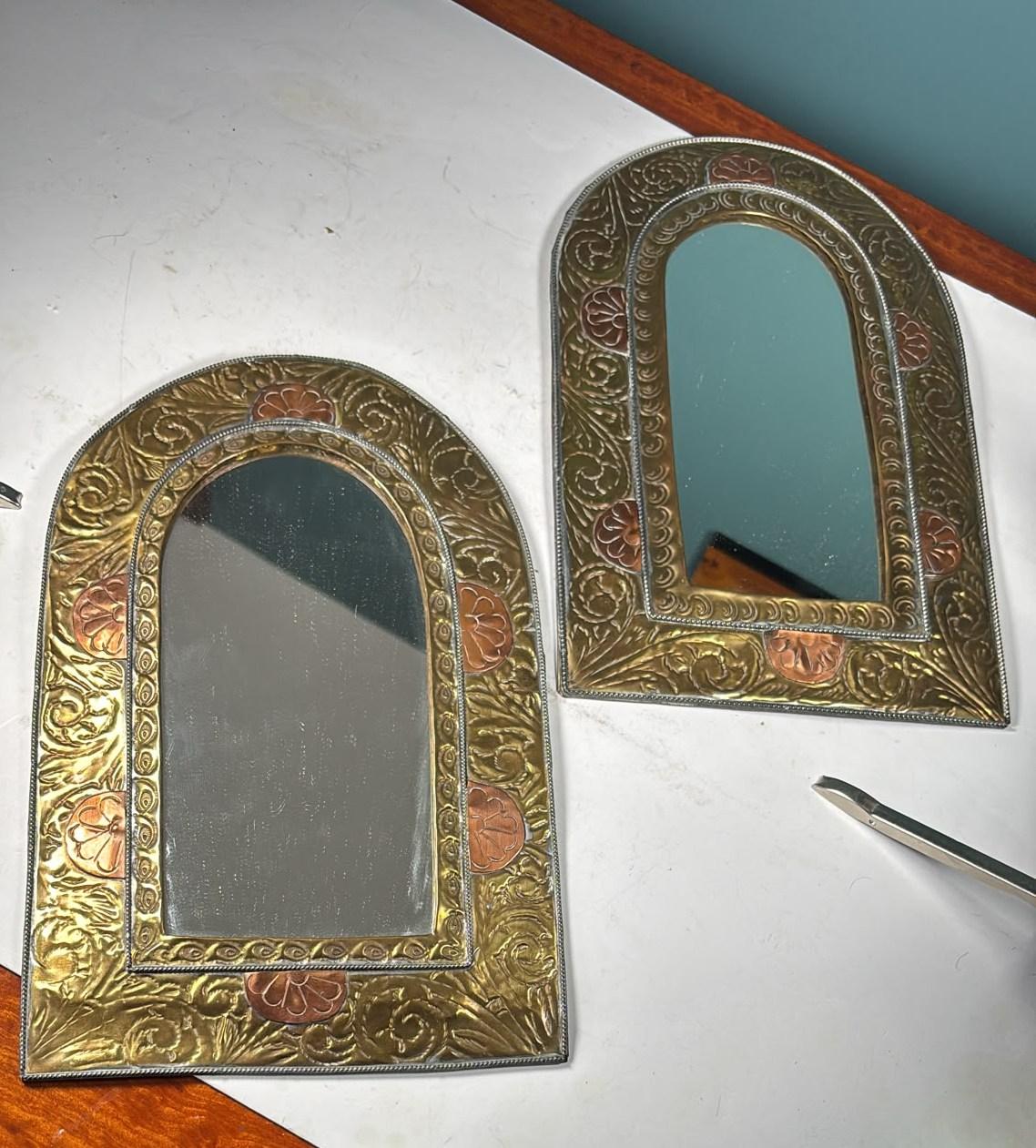 Pair of Moroccan Wall Mirrors in Brass with Copper Too (1 of 3) Pair of Moroccan Wall Mirrors in Brass with Copper Too (1 of 3)