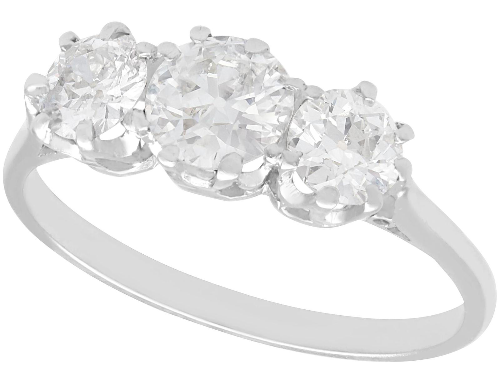1.16ct Diamond & Platinum Three Stone Ring c.1930 (1 of 15)