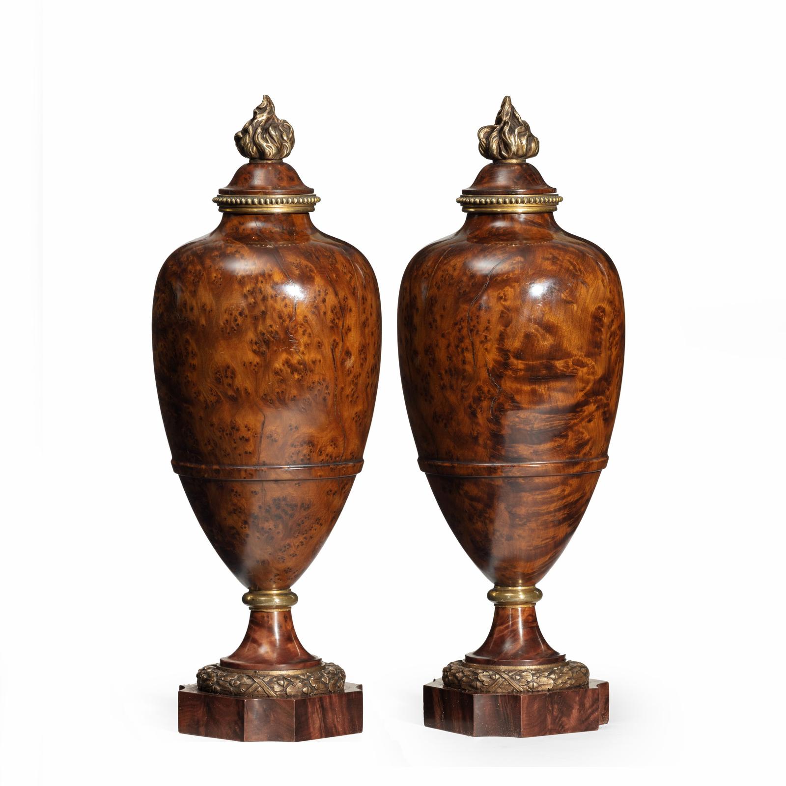 Pair of Napoleon III Moroccan Burr Thoya Wood Urns (1 of 5)