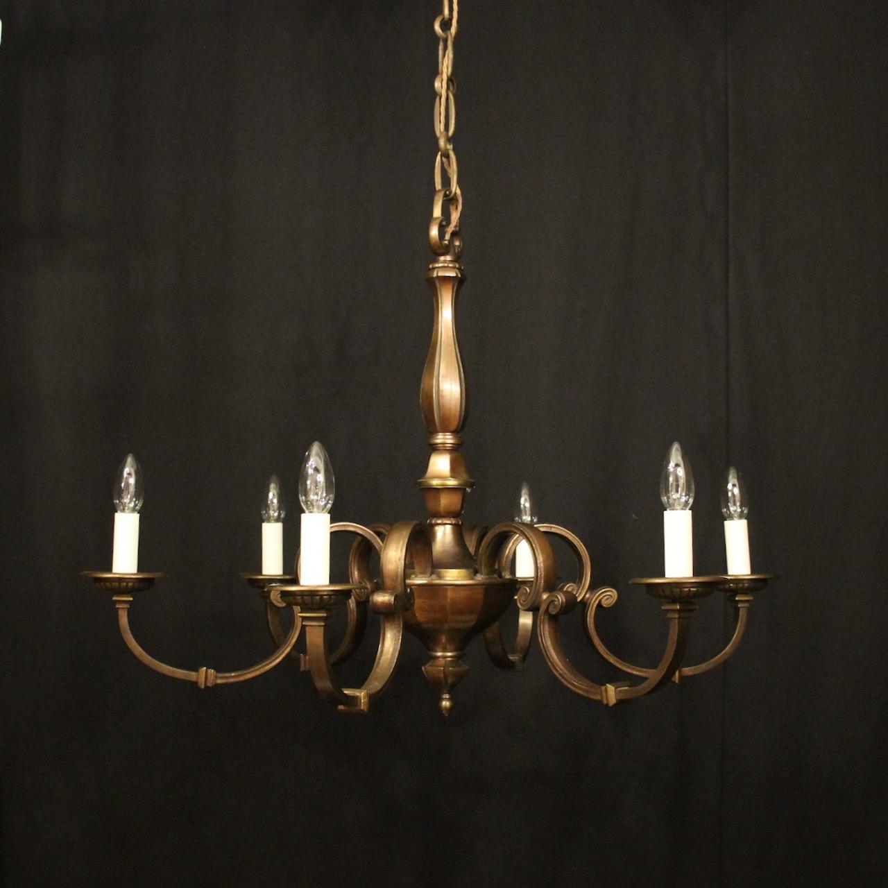 English Bronze 6 Light Antique Chandelier (1 of 10)