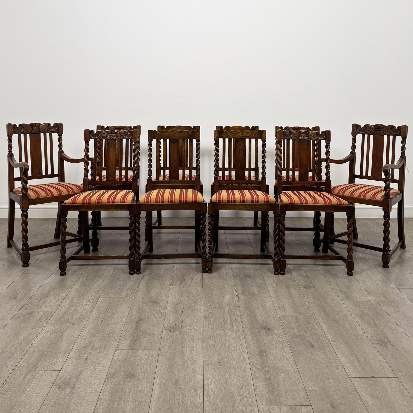 Antique 20th Century Set of 10 Barley Twist Dining Chairs in Oak (1 of 10) Antique 20th Century Set of 10 Barley Twist Dining Chairs in Oak (1 of 10)