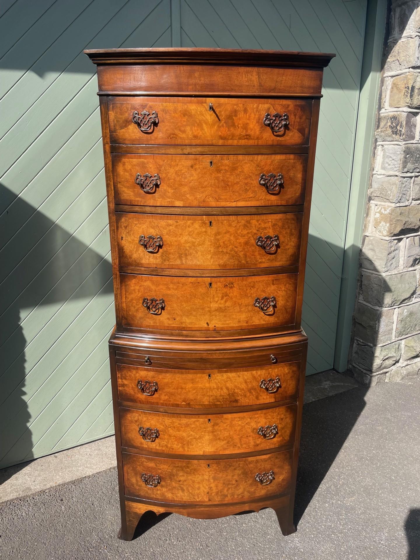 Antique Burr Walnut Chest on Chest Tallboy (1 of 11)
