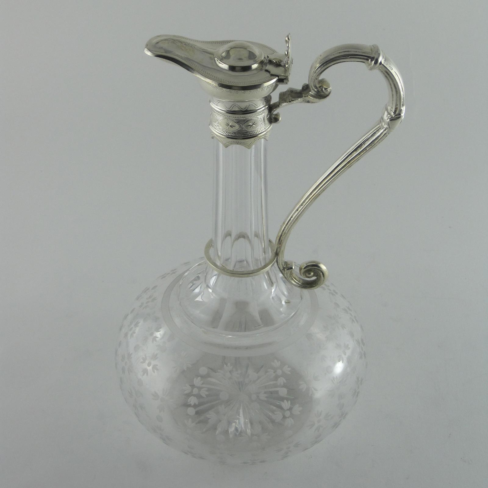 Victorian Silver Plated Claret Jug with Reeded Scroll Handle (1 of 6)