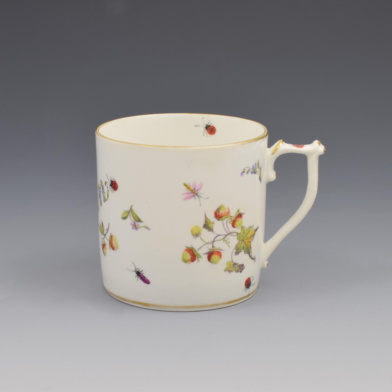Pretty King Street Derby Porcelain Coffee Can Strawberries & Bugs 1916 Larcombe (1 of 9) Pretty King Street Derby Porcelain Coffee Can Strawberries & Bugs 1916 Larcombe (1 of 9)