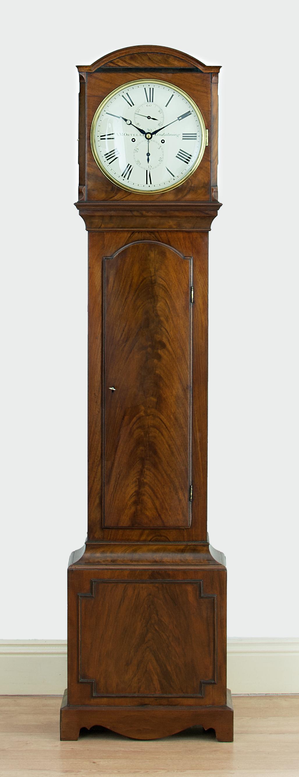 A Fine Quality Flame Mahogany 8 Day Longcase Clock by AM Ortelli of Godalming c.1830 (1 of 15) A Fine Quality Flame Mahogany 8 Day Longcase Clock by AM Ortelli of Godalming c.1830 (1 of 15)