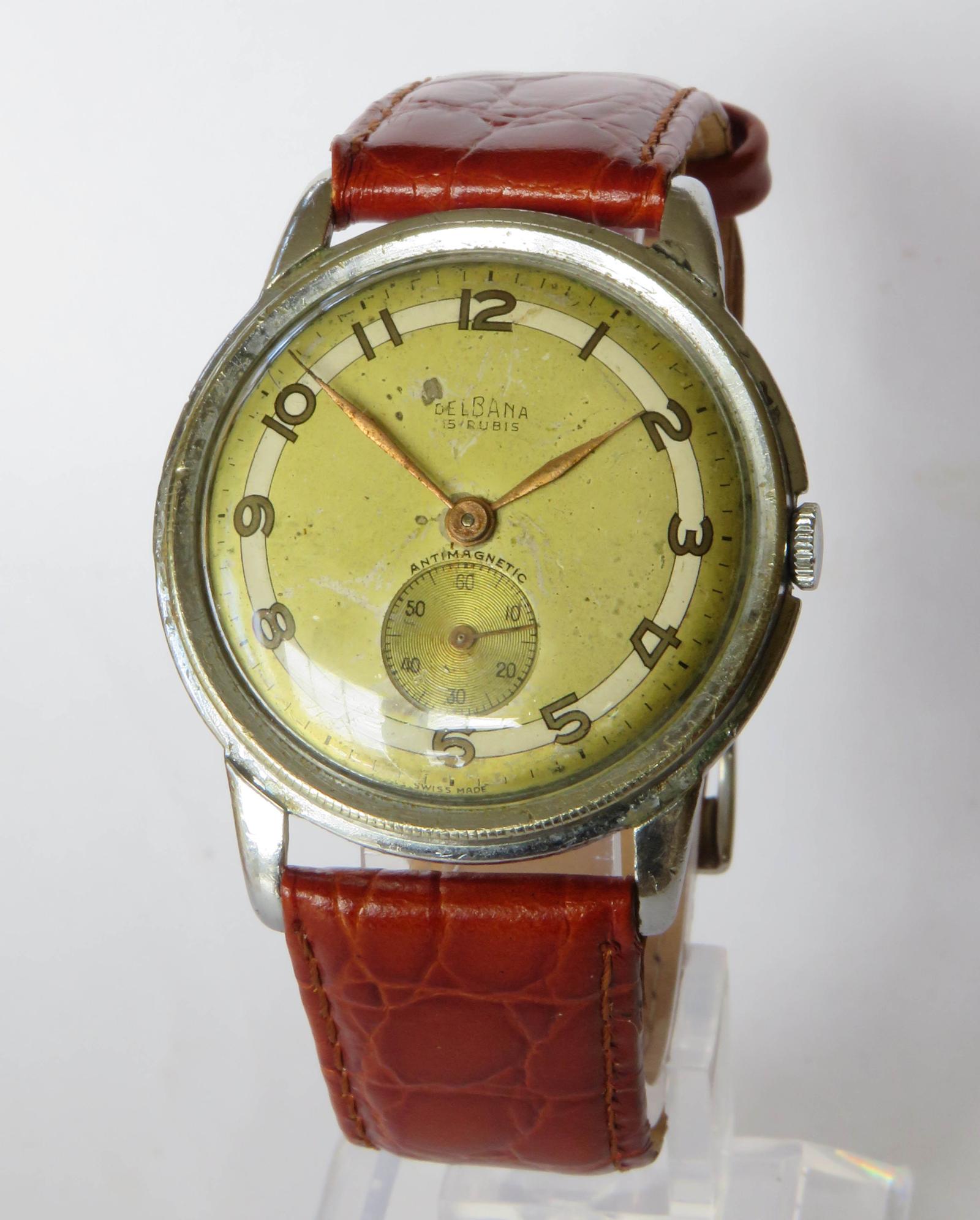 Pocket Watch : Gent 1950s Delbana Wrist Watch (1 of 5)