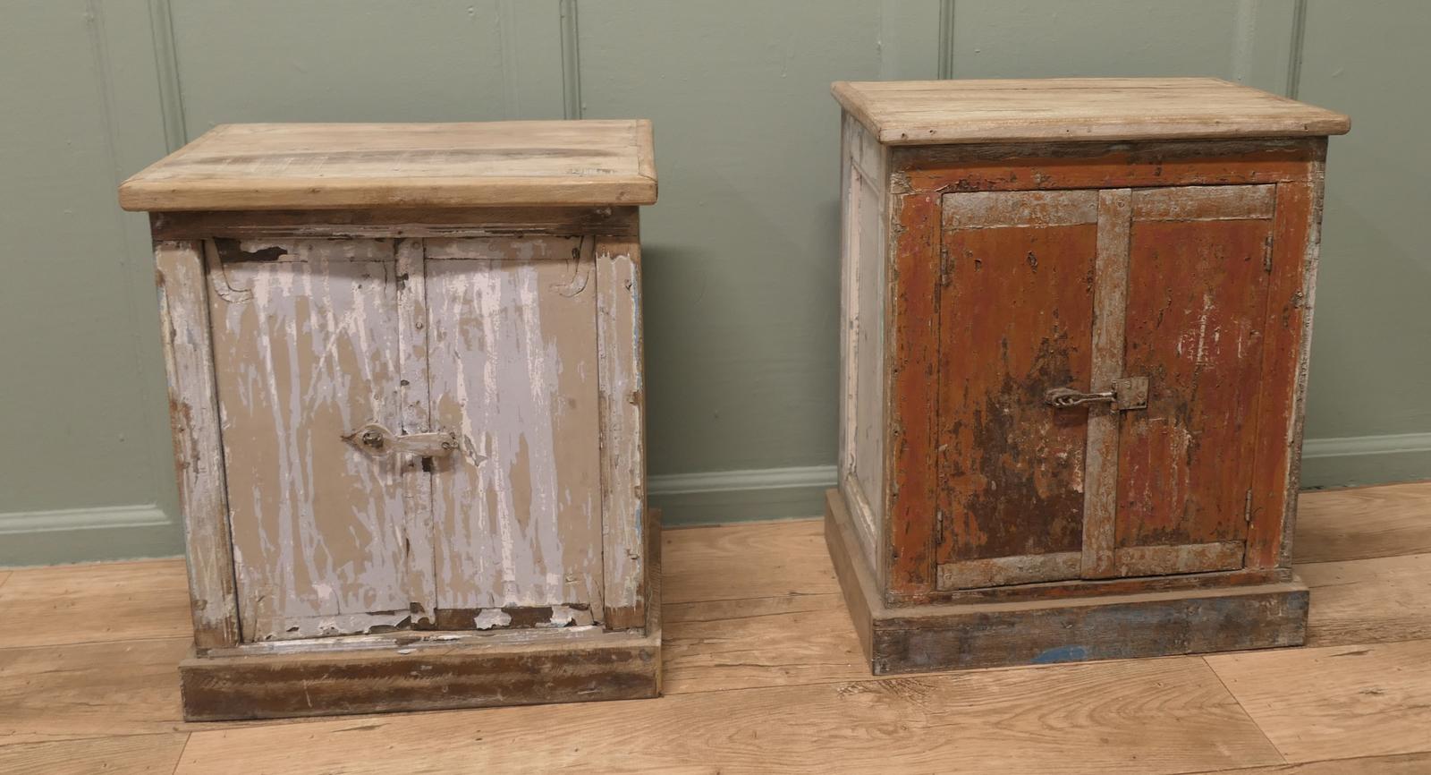 Two French Rustic 2 Door Cupboards with Distressed Worn Paint (1 of 7) Two French Rustic 2 Door Cupboards with Distressed Worn Paint (1 of 7)