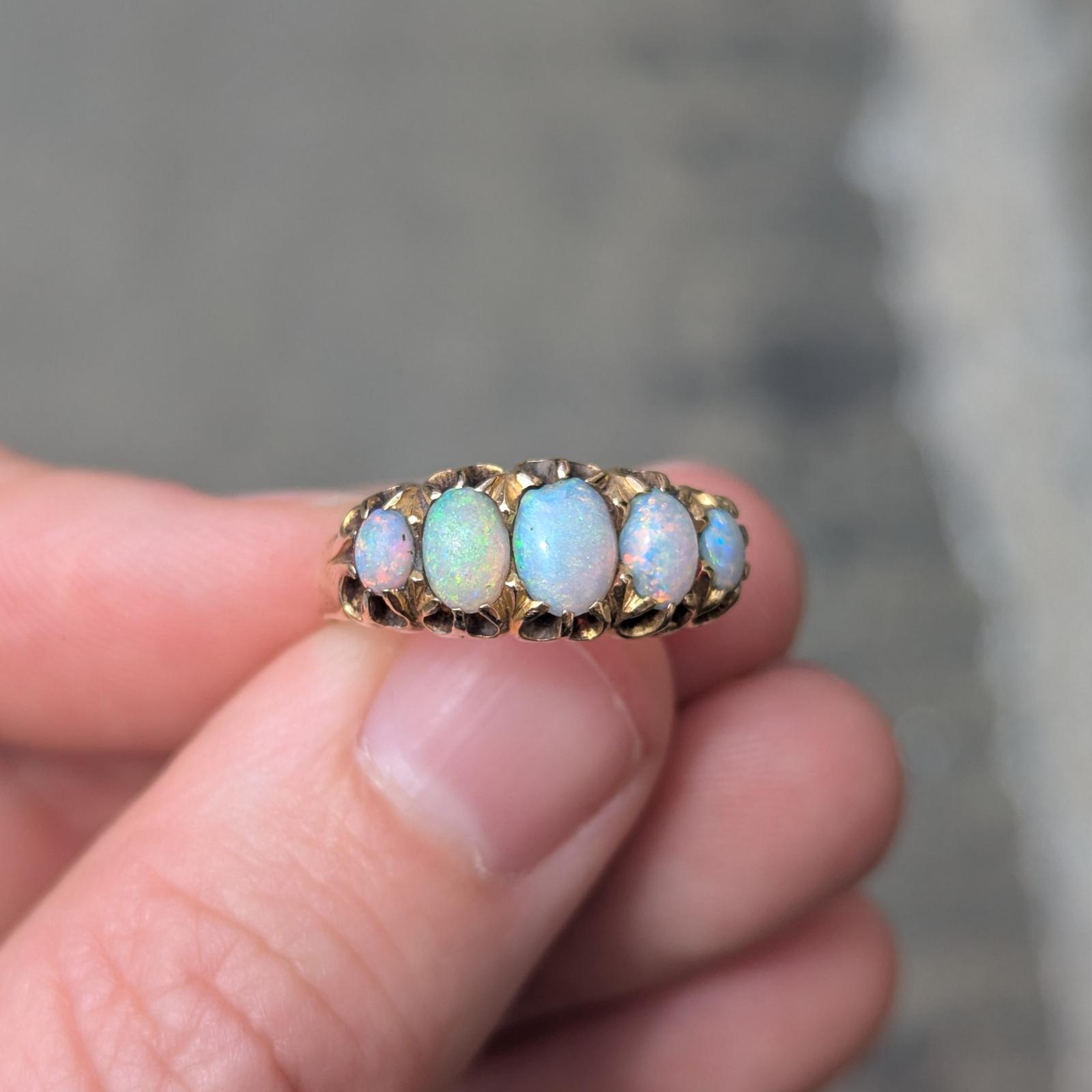 Edwardian 18ct Gold 5 Stone Opal Ring (1 of 6)