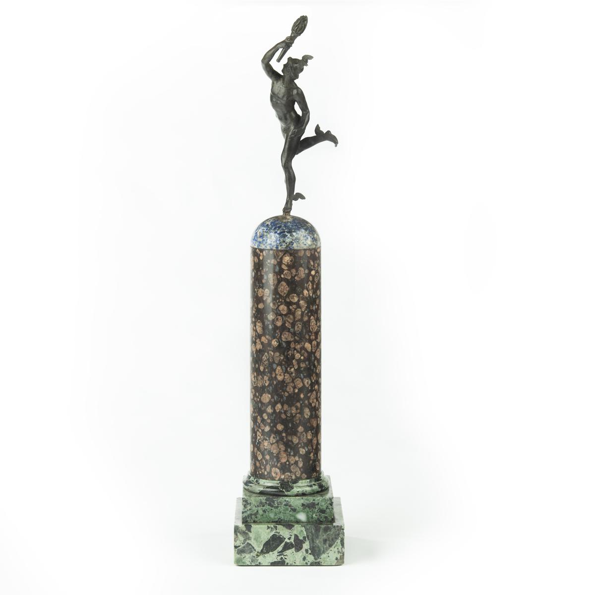 Grand Tour Regency Bronze Figure of Mercury (Hermes) on Marble Column (1 of 3)