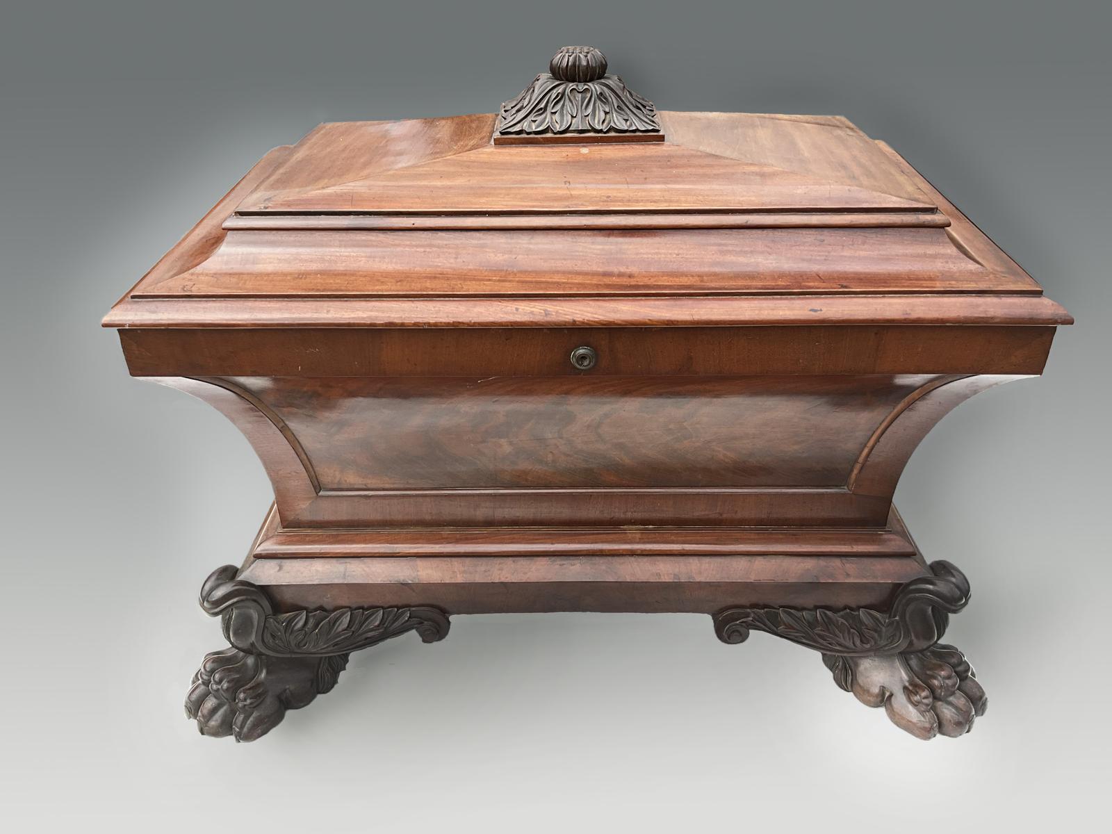 For Sale is This Large, Superb Quality Georgian Sarcophagus Mahogany Wine Cooler. English. c.1820 (1 of 6)