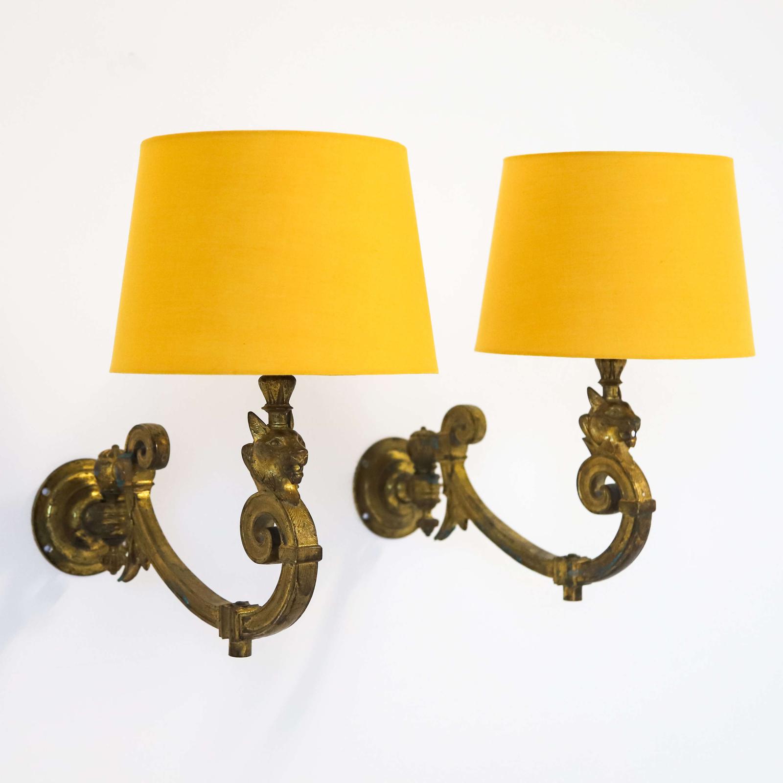 Pair of French 19th Century Egyptian Revival Wall Lights c.1880 (1 of 9)