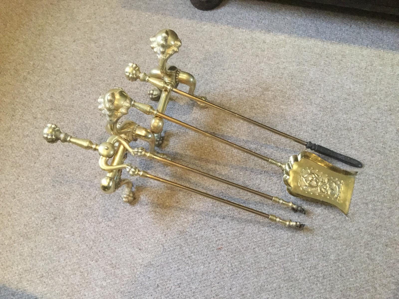A Set of Victorian Fire Irons and Andirons (1 of 6)