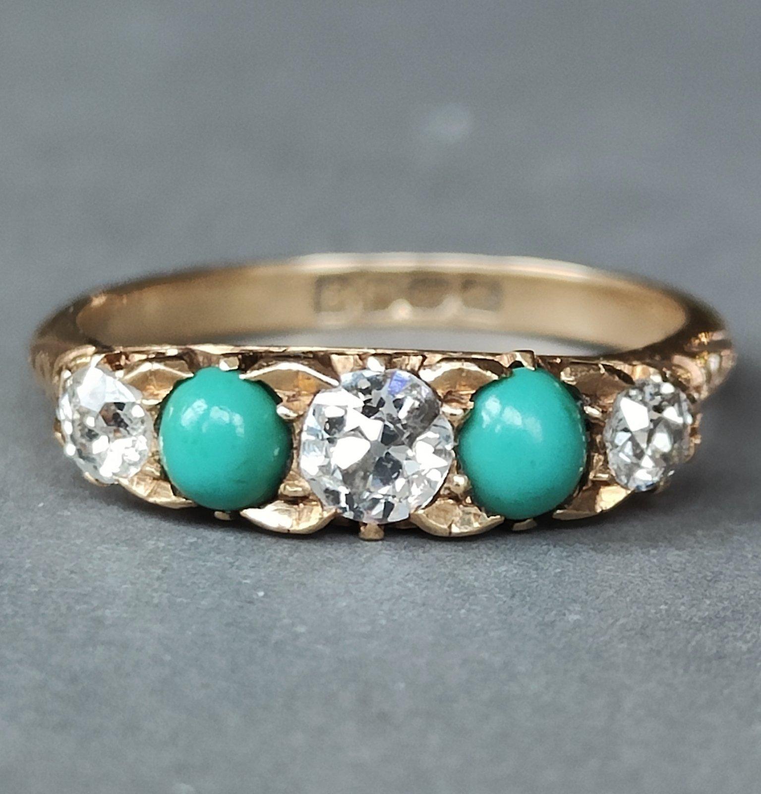 18ct Gold Edwardian Antique Turquoise Diamond Ring (1 of 10) 18ct Gold Edwardian Antique Turquoise Diamond Ring (1 of 10)