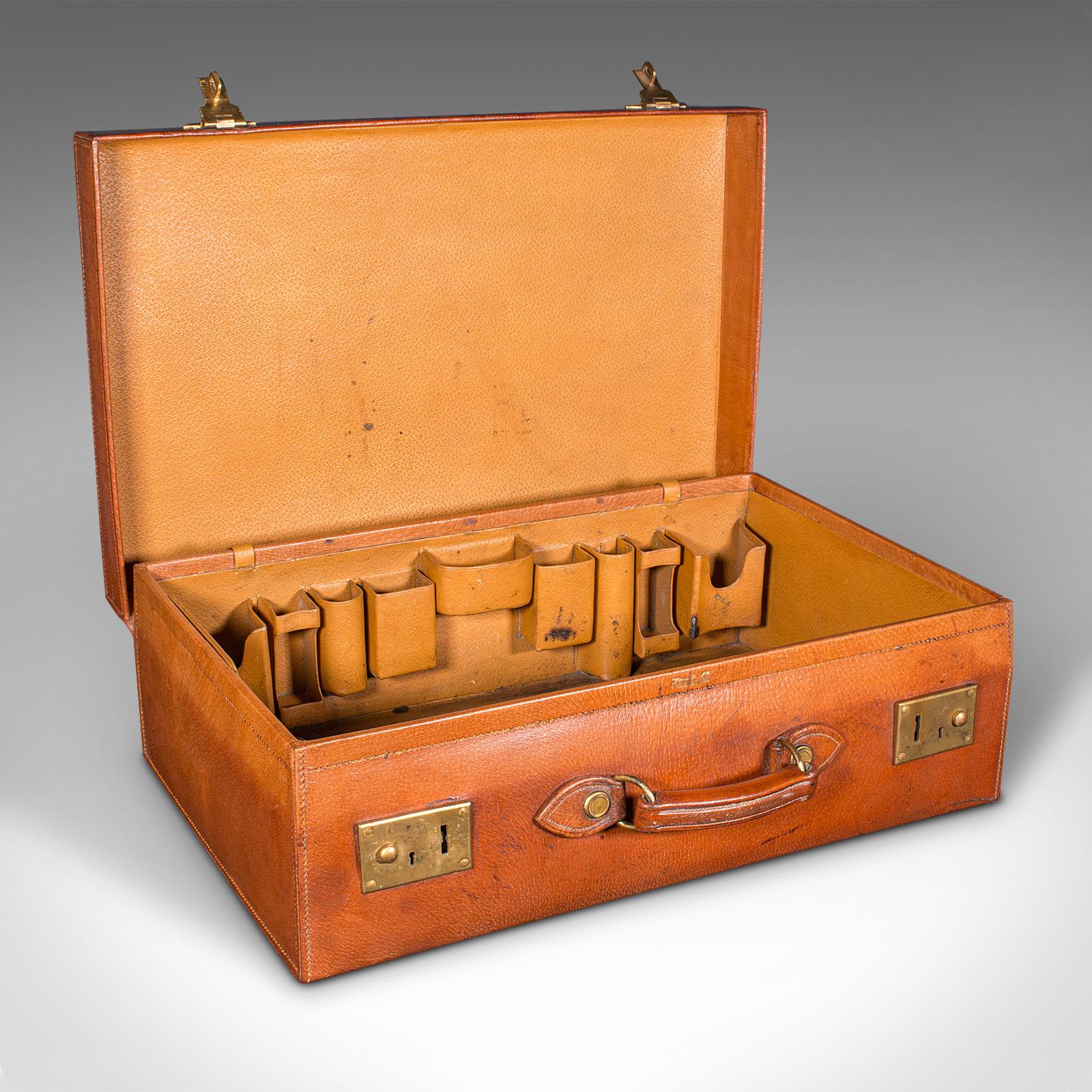Antique Gentleman's Travel Case, English, Leather Suitcase, Harrods, Edwardian (1 of 11)